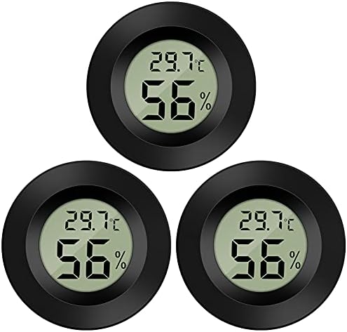 3-Pack Mini Digital Thermometer Hygrometer Indoor Room LCD Reptile Monitor Humidity Meter Gauge for Humidifiers Dehumidifiers Greenhouse Basement Babyroom