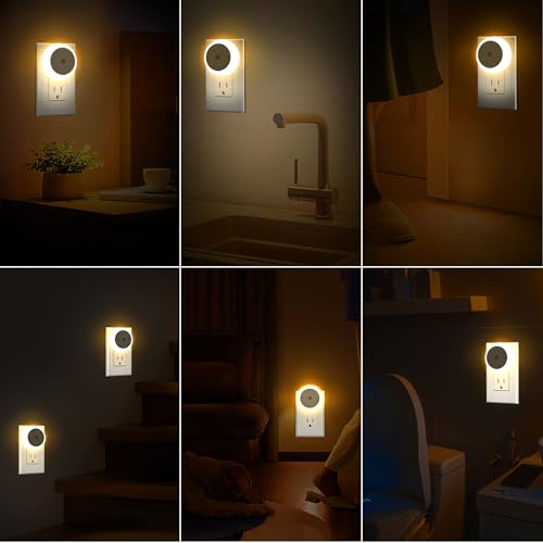 Image of LED Night Lights Plug into Wall 6 Packs,Dusk-to-Dawn Light Sensor with Automatically Turn on and Off Wall Night Light for Bedroom,Bathroom,Stairs,Corridor (Warm White, Round-6pack)
