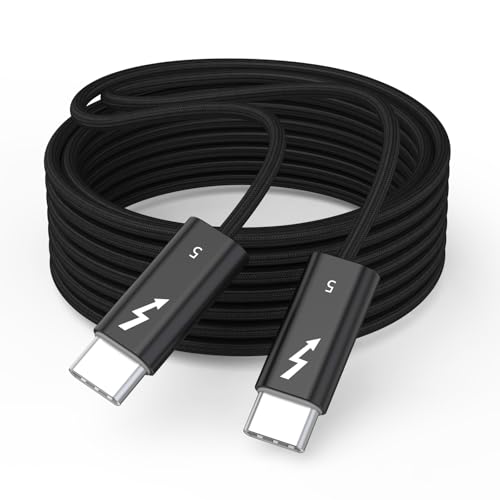 Thunderbolt 5 Cable 6FT/2M, [Intel Certified] Long USB C to USB C Cable 240W Charging,80Gbps Data Transfer,Up to 120Gbps Bandwidth, 8K/4K Displays, Compatible with Thunderbolt 4, USB4, and USBC, Black