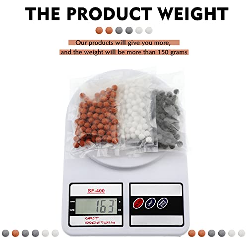 Replacement Anion Mineral Beads Stone Ball, Purified Water Mineral Stone Beads, Filtration Stone Bead Ball, For Filter Shower Head, Diameter 7-8mm (Orange, Gray, White, 150.0 grams)