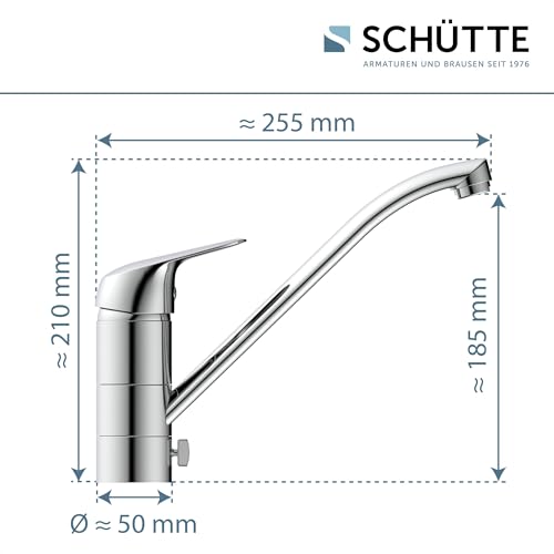 SCHÜTTE MB35210 LUCA abnehmbarer Wasserhahn für die Küche, Spültischarmatur Mischbatterie Unterfenster-Montage, Vorfenster-Küchenarmatur für die Spüle am Fenster, Schläuche flexibel, Chrom