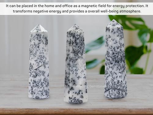 Image of Amazing Gemstone Dendrite Opal Crystal Towers - Natural Healing Crystal Point Obelisk for Reiki Healing and Crystal Grid (3 inch to 4 inch INCH)