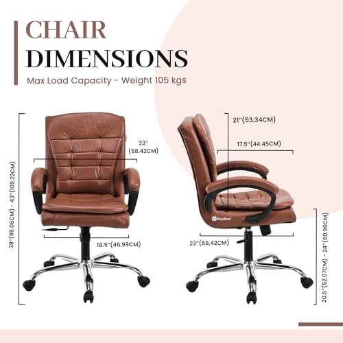 Image of GOYALSON Mesh Back Revolving Chair for Office Home Swivel Desk Chair with Comfortable Seating & Wheels (2, Brown, Standard)