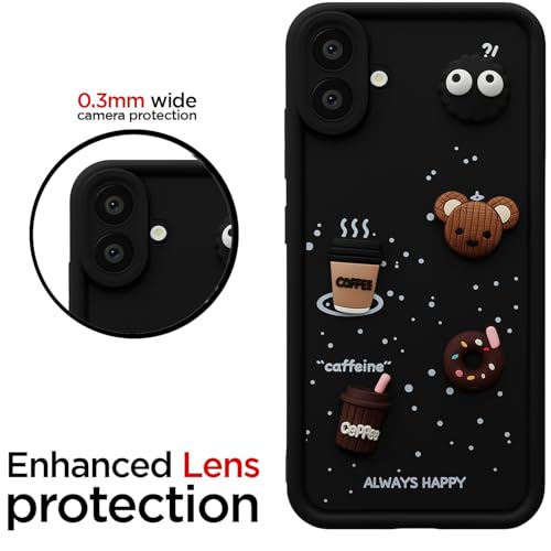 Image of Bintage CASE Cute Fun Taddy| 3D Ball Bear| Donut| Coffee Rubber Case Full Body & Camera Protection Back Cover Compatible for Samsung Galaxy F70e 5G - Black