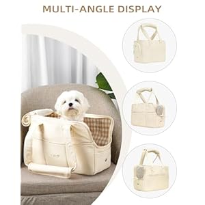 Dog Purse Carrier for Small Dogs Rabbit cat with Large Pockets, Cotton Bag, Dog Carrier Soft Sided, Collapsible Travel Puppy Carrier (Beige, 13.6" L x 6.5" W x 10" H) Dog Purse Carrier for Small Dogs Rabbit cat with Large Pockets Cotton Bag Dog Carrier Soft Sided Collapsible Travel Puppy Carrier Beige 136 L x 65 W x 10 H