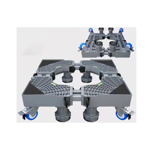 Fridge Stand Universal Stand Base Adjustable Refrigerator Stand with Strong Feet and Brake Wheels Washing Machine Pedestal Multi-Functional Base for Dryer (Single - 4 Wheels + 4 Legs)