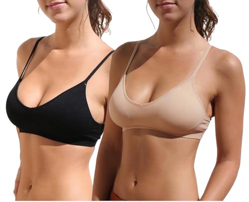 Image of Blue 55 Women's Bralette Wireless Padded Bra Top Sexy Everyday Basic Deep V-Neck