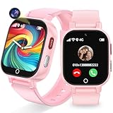 Smartwatch Bambini, Orologio Bambina con GPS, Smartwatch Bambino Videochiamata Chat Vocale/WIFI/Ricezione SMS SOS Modalità Scuola Piccolo Orologio per Bambini, Regali Bambino Dai 4 Anni in Su (Rosa)