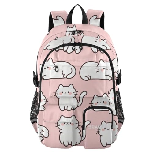 Mochila escolar de viaje con diseño de gato para clases y oficina