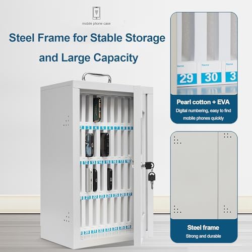 Mobile Phone Storage Box,Wall Mounted Cell Phone Locker Box - Steel Mobile Phone Storage Cabinet for School & Office Use,（One Color,55x21x75cm/22x8x30inch） image 5