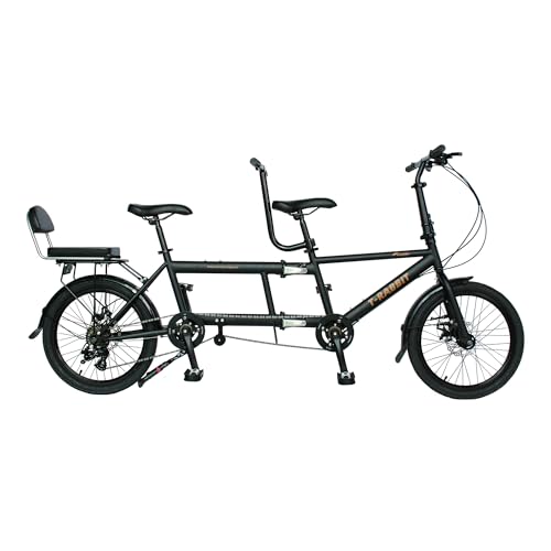SASOKI Bicicleta tándem, Bicicleta Plegable para Tres Personas, Material de Acero de Alto Carbono, Resistente al óxido y Duradera, Ideal para Viajes Familiares y Paseos en Pareja