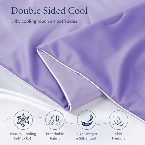 Image of Cooling Comforter for Hot Sleepers, Twin 68x90, Light Purple | Cooling blanket feel, Q-Max >0.4 cool touch, double-sided cooling, Sorona fill, for night sweats, lightweight & breathable