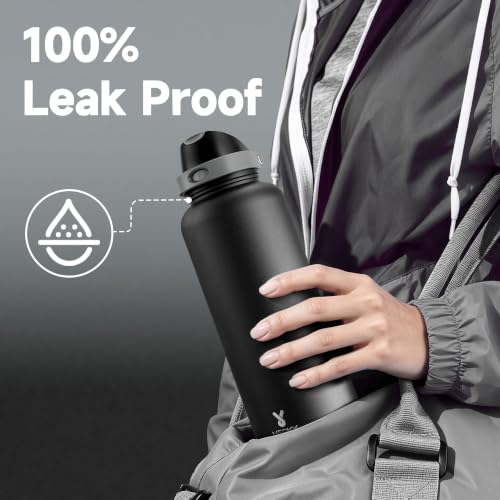 Image of Meoky 64 oz Insulated Water Bottle, Half Gallon Water Jug for Sports Gym | Cold for 36 Hours, 2-in-1 Straw and Spout Lid, Leak Proof, Non-slip Base, Stainless Steel Large Water Bottle, Night