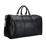 LuoHanTree Bolsas de lona de cuero para hombre, bolsa de viaje de cuero