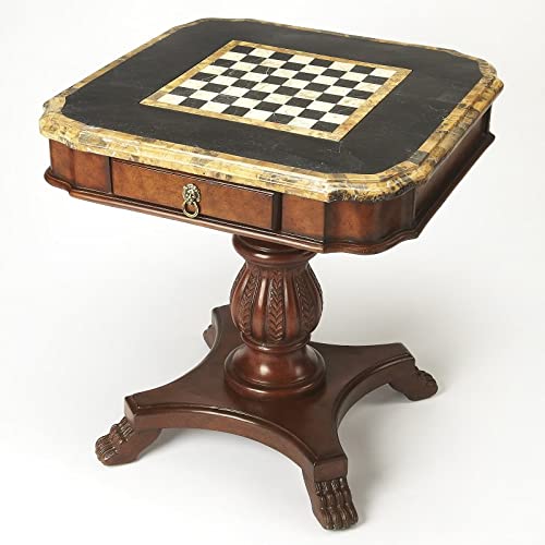 BOWERY HILL Traditional Multi-Color Wood Brown Square Pedestal Game Table
