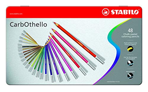 Lápis de Cor Artístico – STABILO CarbOthello - Estojo metálico com 48 unidades – Em 48 cores