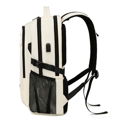 Image of DUSLANG 17 Inch Laptop Backpack for Travel Water Resistant College Backpack for Women Laptop Bag with USB Charging Port and Clear Toiletry Bag Work Backpack,Beige A