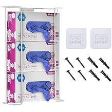 Alpine Glove Holder for Wall Mount - Latex Glove Holder Wire Glove Dispenser for Wall Disposable Glove Box & Tissue Box - Fits 3 Box White