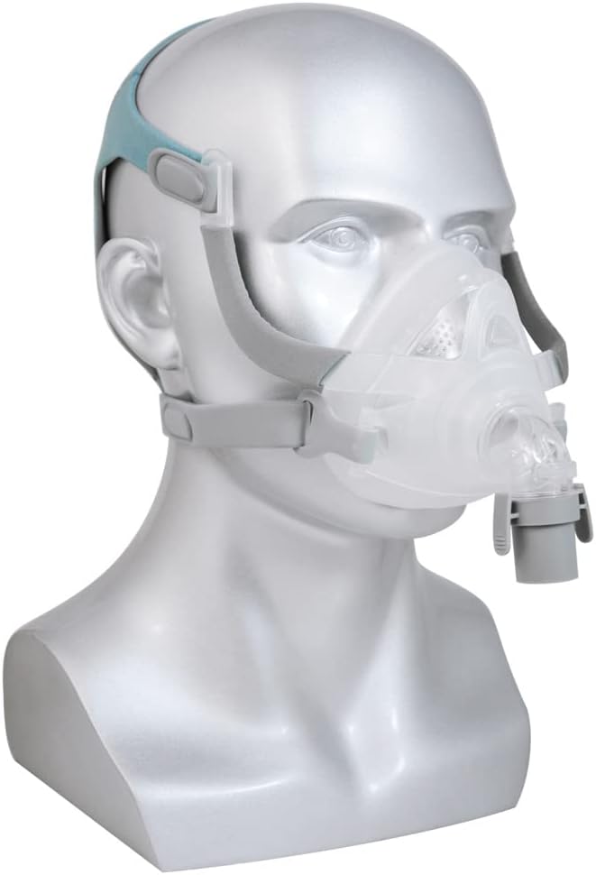 Full Face Mask with Free Adjustable Soft Headgear for Sleep, Forehead Frame-Free Design (Medium)
