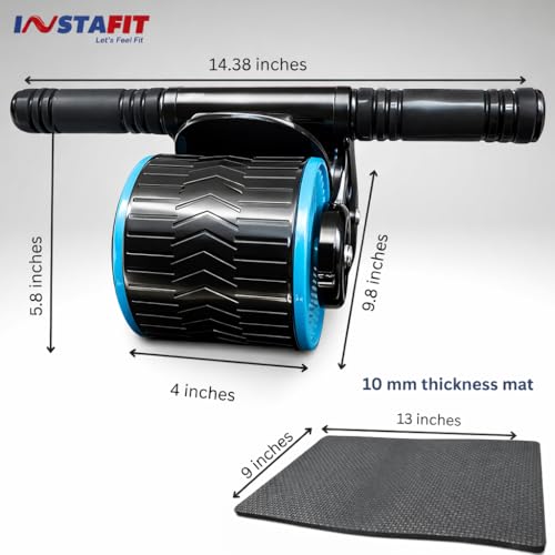 Image of INSTAFIT Automatic Rebound Ab Roller with Elbow Support, Timer, Calorie Counter, Mobile Holder, Dual Non-Slip Wheels, Knee Pad, Orange (3)