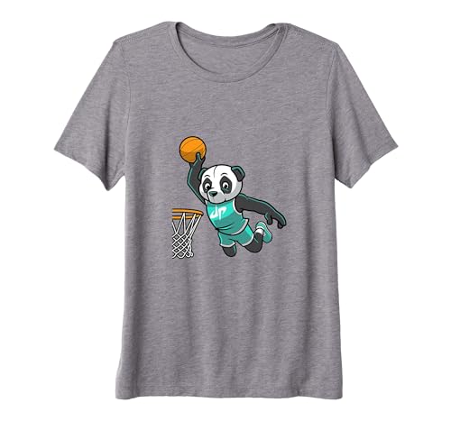 Dude Perfect Panda Slam Dunk Basketball Women's Premium Tri-Blend T-Shirt, Storm, Small