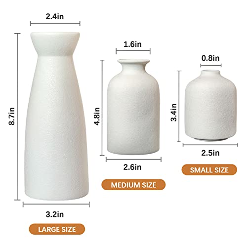 White Ceramic Vases Set 3 For Farmhouse Home Decor,Modern Boho Small Vase For Pampas Flower Decorative,Vases For Dinner Table Party Living Room Office Bookshelf Entryway Bedroom Decor (White)… #TOP5