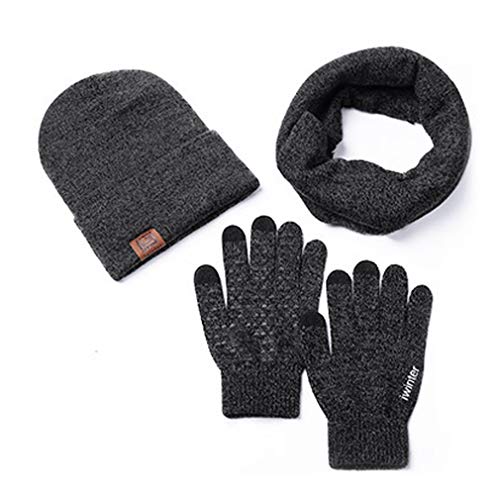 Packs Bonnet, ¨¦charpe et Gants,Hat Scarf and Glove Set,Warm Winter Knitted Men and Women Winter Scarf and Hat Set Thermal Hat & Stretch Touch Screen Glove Warm Hat Scarves Gloves Cover