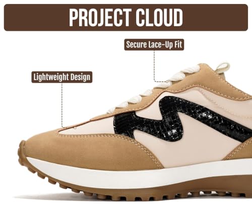 Image of Project Cloud Trendy Fashion Sneakers for Women 2026 - Memory Foam and Non-Slip Comfortable Casual Ladies Shoes for Womens Fashion Sneakers - Lightweight Lace-up Shoes (Lecco)