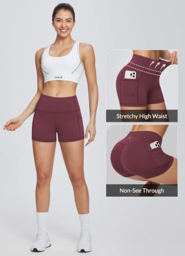 Image of baleaf Women's High Waist Biker Shorts with 3 Pockets