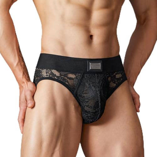 Men's Italian Style Lace Briefs Underwear, Luxury Vintage Briefs with Floral Lace, High Elastic Soft Underwear