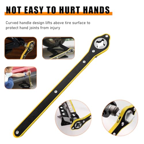 Image of povtii Car Jack Ratchet Wrench, 360 Degree Swivel Tire Wheel Jack Ratchet Wrench, Tire Wheel Jack Lift Speed Handle Tool Suitable for Vehicle SUV Truck, Universal Car Accessories