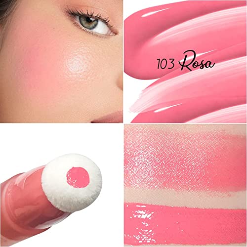 Mysense Liquid Blush Makeup Wand, Soft Cream Blush For Cheeks Tint, Matte Blush Contour Wand With Cushion Applicator, Dewy Finish, Weightless, Fresh Natural-Looking, 103 Rosa-Cool Pink, 0.34Fl.oz #TOP1