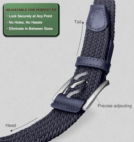 Image of BULLIANT Men's Woven Braided Stretch Web Golf Belt 1 3 /8 inch-Gift Boxed