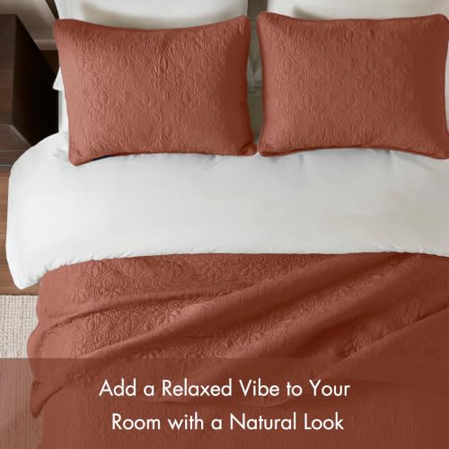 Image of Madison Park Luxurious Cotton Damask Quilt Set, 3PC King /Cal King Bed Set