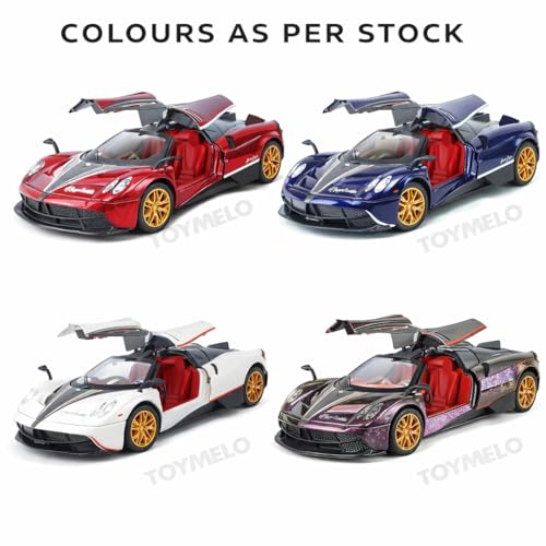 Image of Pagani Huayra 1:32 Model Car Exclusive Alloy Metal Pull Back Die-cast Car Diecast Metal Toy car with Openable Doors & Light Music Best Gifts Toys Kids【Colors as Per Stock】
