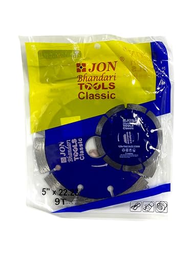 Image of Jon Bhandari Tools 5 inch Premium Segmented Diamond Cutting Blade for Marble, Granite, Tiles & Stones | 125mm Stone Cutter Blade for Angle Grinder | Heavy-Duty Blade for Wet & Dry Cutting (1pc)