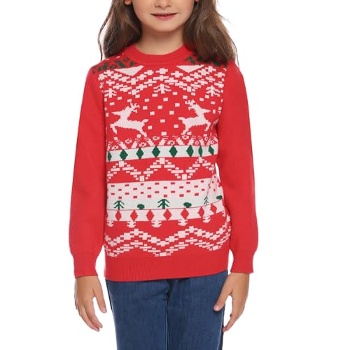 Image of Cowasto Mens Crewneck Christmas Sweater Family Matching Sets Knitted Sweater Pullover