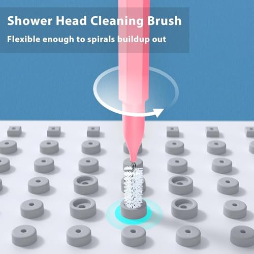 Image of Lumkew Shower Head Cleaner Picks, Pink Shower Head Cleaning Brushes for Showerhead Small Hole Nozzle Unlcogger, 20 pcs