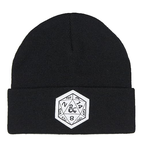 Bonnet d20 Dungeons and Dragons noir idéal pour vos soirées jeux de rôle en hiver