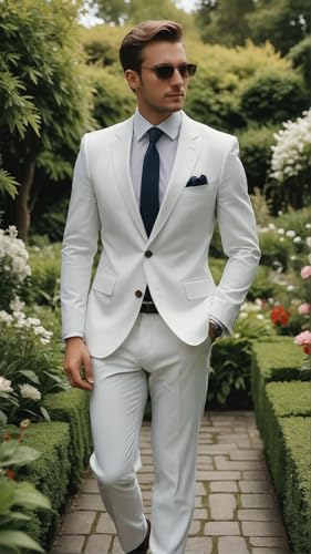 Wangyue Men's 2 Piece Suit Regular Fit Wedding Prom Suit for Men Two Button Blazer Pants Suits Set for Formal Business3