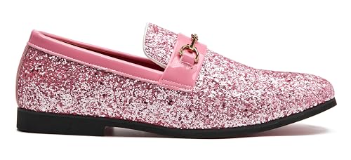 Image of Men Loafer Metallic Textured Slip-on Glitter Sequins Fashion Wedding Dress Shoes Golden
