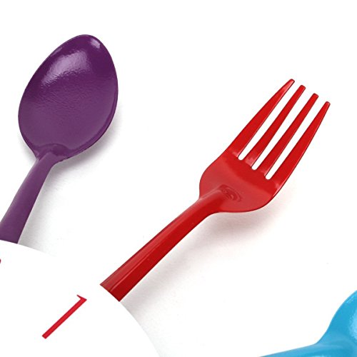 Timelike Kitchen Wall Clock, 3D Removable Modern Creative Cutlery Kitchen Spoon Fork Wall Clock Mirror Wall Decal Wall Sticker Room Home Decoration (Colorful) #TOP4