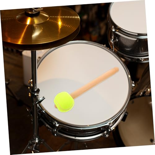 Baqueta Toddmomy para batería con mango ergonómico de madera y cabeza de pelota de tenis, color beige, 27 cm miniatura 5