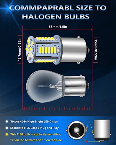 Jeflym Upgraded 1156 1141 1003 7506 Ba15S Led Bulbs White Super Bright,12 Volt Led Lights 4014 39-Smd Replacement For Rv Camper Trailer Boat Trunk Interior Exterior Light Bulbs(Pack Of 10) #TOP1