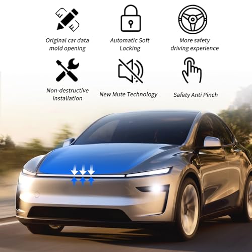 Image of Power Frunk Kit Compatible with Tesla Model Y Juniper 2025 2026, Auto Close System with Electric Suction Soft Closing Mechanism, Upgraded Automatic Frunk Closer for Tesla Model Y Accessories