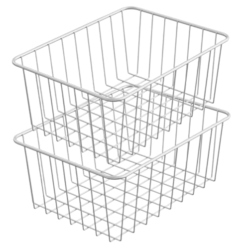 2 contenedores organizadores para congelador 11x8,5x4,7 pulgadas organizador de congelador horizontal de alambre de acero inoxidable cestas rectangulares apilables para congelador vertical hogar