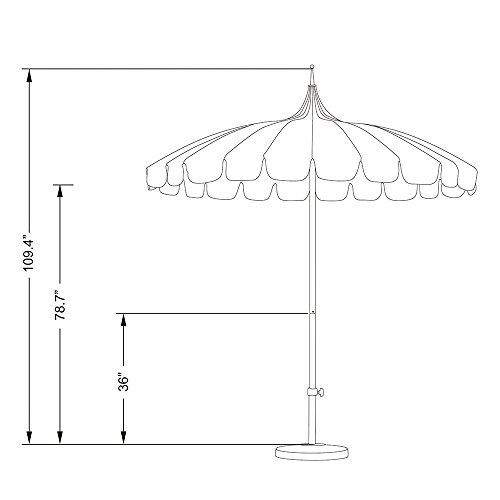 California Umbrella 8.5' Rd. Pagoda Market Umbrella, Silver Pole, 100% Acrylic Blue/White Pacifica Fabric #TOP4