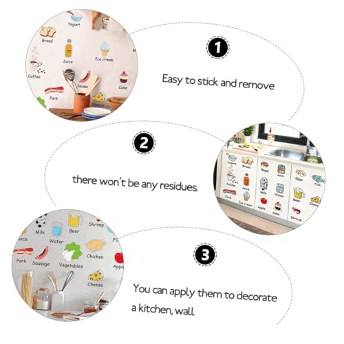 Pegatinas de comida para refrigerador de PVC, pack de 2 vinilos de cocina 4