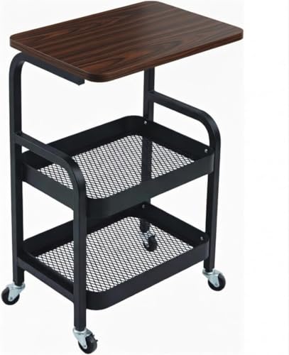 3 Tier Rolling Cart Metal Storage Trolly on Wheels Coffee Cart Bedside Microwave Cart Trolley Organizer for Kitchen Office Living Room Bathroom