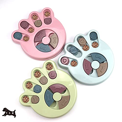 T.S.H ペット用犬の手形餌入れ 知育玩具 ノーズワーク パズルゲーム おもちゃ 早食い防止 食器 皿 フードボール おやつ IQ 運動不足 パズル 楽しい (ピンク)